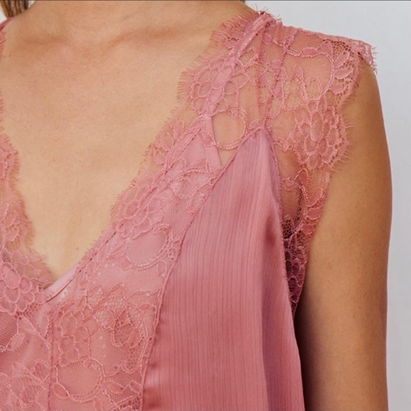 NWT Love Stitch Kaylee Satin Blouse Vintage Rose S - Picture 9 of 15